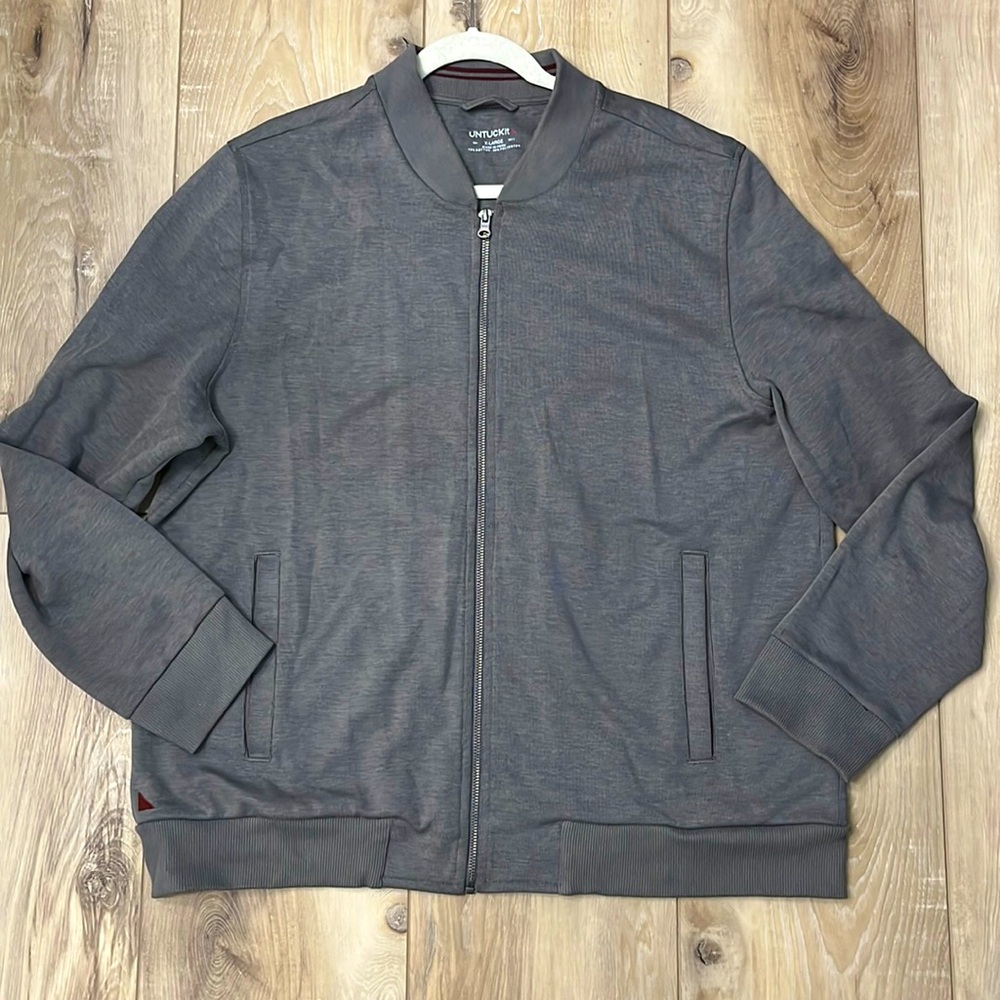 UNTUCKit Mens Full Zip Jett Jacket Size XL Gray Sweatshirt Casual Preppy